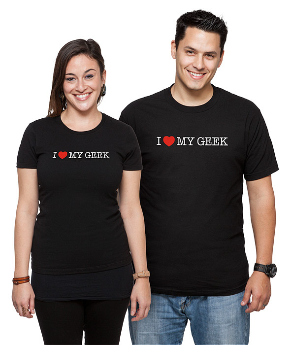 BRAND NEW~USA SELLER~THINK GEEK~I LOVE MY GEEK~BLACK UNISEX XL T-SHIRT~