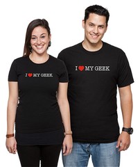 BRAND NEW~USA SELLER~THINK GEEK~I LOVE MY GEEK~BLACK UNISEX XL T-SHIRT~