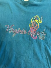 Vintage 90s Virginia Beach T Shirt Medium Single Stitch Seagorse Colorful