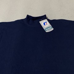 Vintage Russell Athletic Mock Neck Shirt Mens 2XL XXL Navy Pro Cotton Blank NEW
