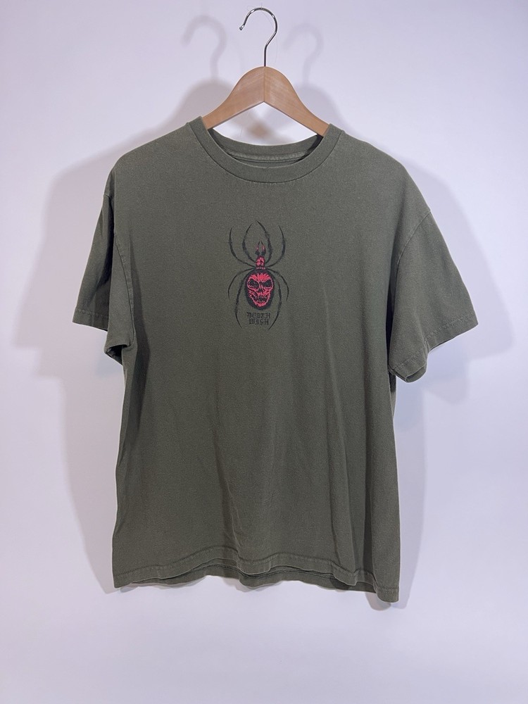 VTG Deathwish Skateboards Shirt Olive Green Aracnaphobia Y2K Skater T-Shirt Sz L