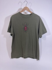 VTG Deathwish Skateboards Shirt Olive Green Aracnaphobia Y2K Skater T-Shirt Sz L