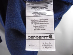 Carhartt K231 Mens Size M Mid-weight Long Sleeve Oversized Blue Workwear