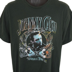 Johnny Cash T Shirt Mens Size XL Green Nashville Tennessee Country Music Tee