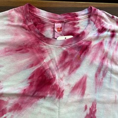 Tie Dyed Unisex Men’s T-shirt – Ice Dye Vibrant Pink Peony – Handmade (XLarge)
