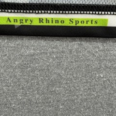 Angry Rhino Sports Mens T-Shirt Medium Grey Black Red Graphic Athletic Gym Tee