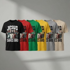 Jesus Saves Bro Shirt Funny Christian Retro Graphic Tee Men Faith Gift
