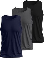 Ficerd 3 Pack Men’s Big Tall Tank Top Cotton Moisture Wicking Muscle Shirts LRG