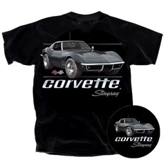 Corvette Stingray 1969 Black T-Shirt Classic Sports Car Graphic Tee Men