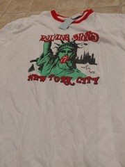 Rolling Stones New York City 1972 T-Shirt XXL White Ringer Tee Statue Liberty