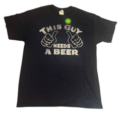 Gilden Funny Beer Graphic T-Shirt Men’s L Short Sleeve Blue Glow in the Dark