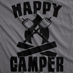 Mens Happy Camper Shirt Funny Camping Cool Hiking Graphic Vintage Tee 80s Saying