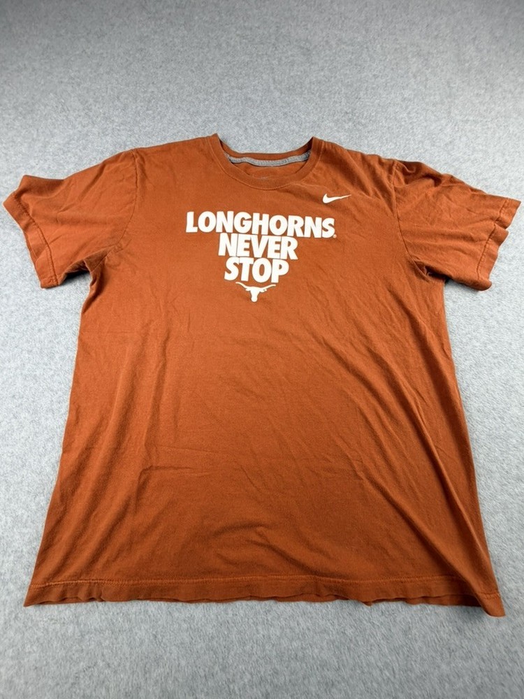 Nike Mens Texas Longhorns Never Stop Graphic T Shirt XL Orange Cotton