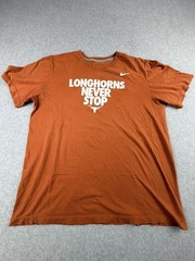 Nike Mens Texas Longhorns Never Stop Graphic T Shirt XL Orange Cotton