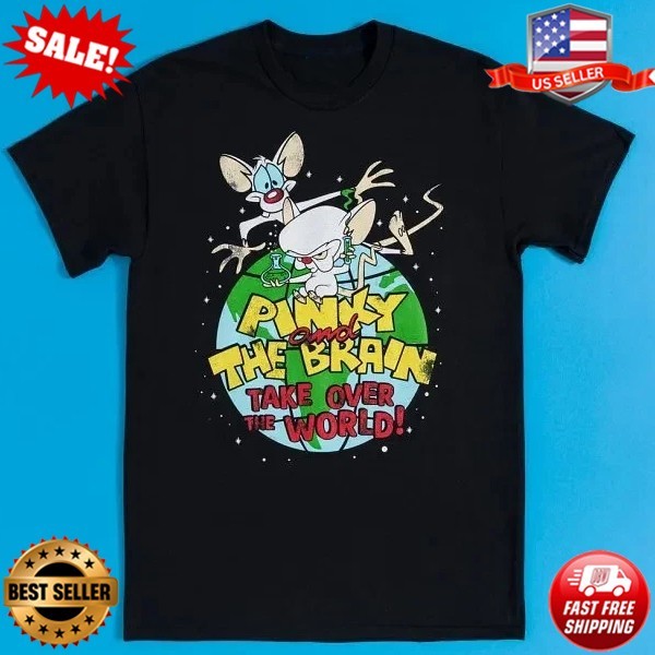 Pinky And The Brain Take Over The World Black T-Shirt S-5XL