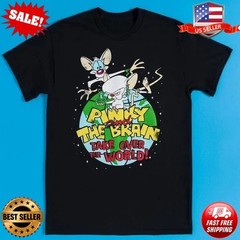 Pinky And The Brain Take Over The World Black T-Shirt S-5XL