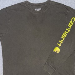 Carhartt Long Sleeve Logo T shirt Men’s Large Loose Fit K231 Dark Olive Green