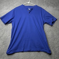 Lands End Super T Shirt Men’s Large Blue Short Sleeve Henley