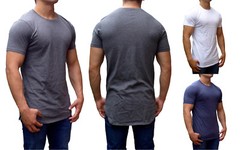 MENS TALL T-SHIRT EXTRA LONG LENGTH SLIM FIT GYM FASHION SHIRT MUSCLE TEE