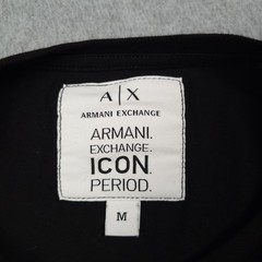 Armani Exchange Icon Period T-Shirt Men Medium Black Beaded Logo Luxury Designer