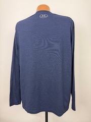 Under Armour Shirt Men XL Loose Cold Gear Blue Black Striped Polyester Elastane