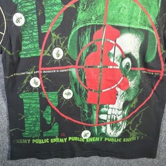 Vintage Public Enemy Shirt Mens XL Black 90s AOP Skull Rare Grail Band Tee Rap