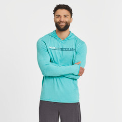 Life Is Good LS Active Hooded Tee RACING STRIPES Moister Wicking UPF Men L 47in