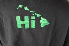 Mens Shirt Large Hawaiian Islands Black Easy Care Stretch Graphic Surfing