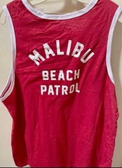 Men’s M Baywatch Malibu Patrol Tank Top Wife Beater Sleeveless T-shirt Beach Red
