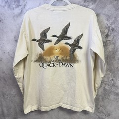 Columbia Duck Hunting Graphic T Shirt Mens Medium Gray Cotton Long Sleeve Tee