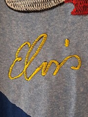 Embroidered Hand Printed Elvis Presley T Shirt Cotton Thailand Unique Rare Small