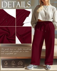 3 Pack Women Plus Size Pants, Straight Wide Leg Lounge Pants Elastic Fall Dra…