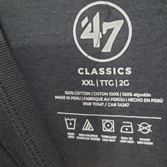 47 Brand Classics Mens XXL Black Short Sleeve Cotton Crewneck T-Shirt RN 70547