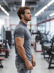 Men’s High-Elasticity Half-High Neck T-Shirt – Elegant Gentleman Style