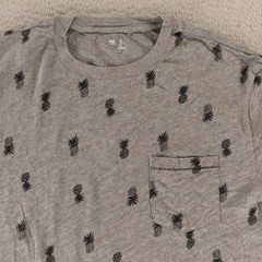 Gap Shirt Mens L Gray 100% Cotton All Over Print AOP Pocket