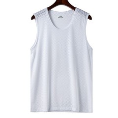 Men’s Summer Sleeveless Fitness T Shirt in Breathable Ice Silk Mesh Fabric