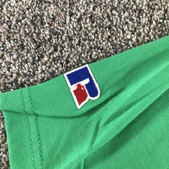 Vintage Russell Athletic Shirt Mens Small Green NuBlend Henley Short Sleeve
