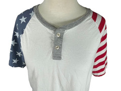 Arizona Jean Mens Shirt Extra Large Henley Two Button Cotton Stretch Multi 4th