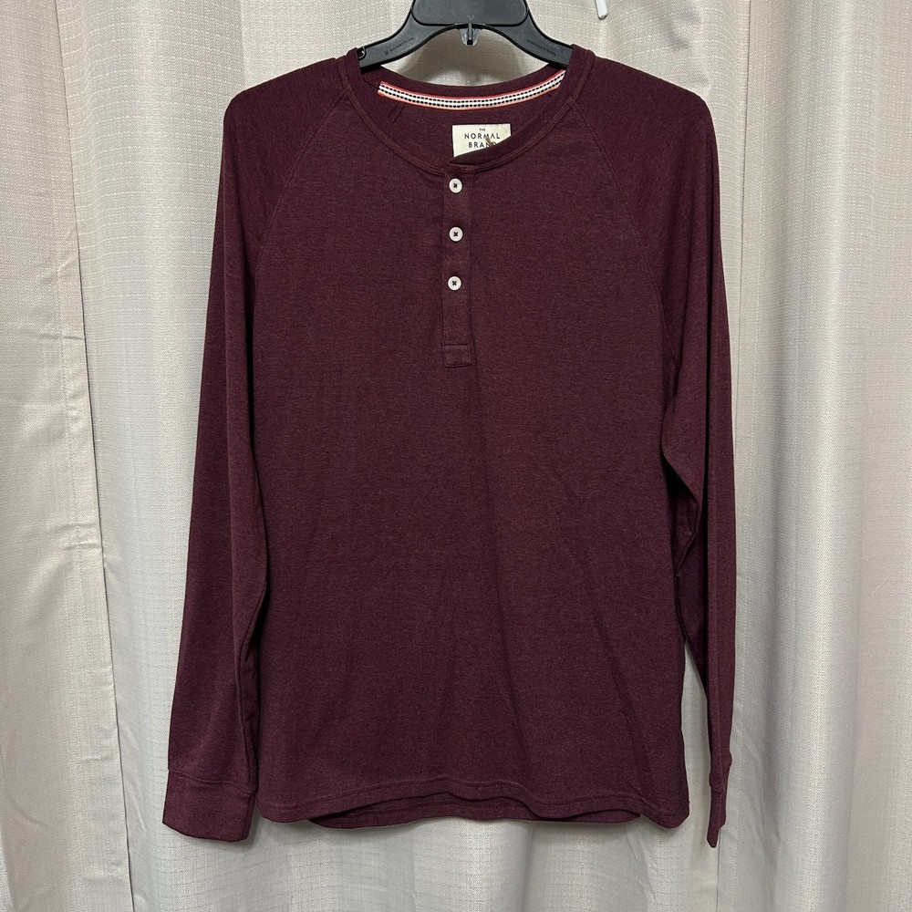 The Normal Brand Puremeso Long Sleeve Henley Shirt Men’s Size XL Wine NWT