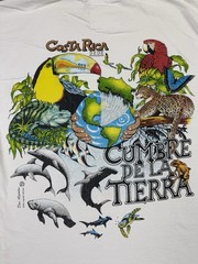 Rare Vintage 90s Costa Rica Animals Sede Cumbre De La Tierra White Medium Tee