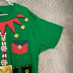Holiday Time Adult XL T-Shirt Green Elf Santas Helper Short Sleeve Crew Neck