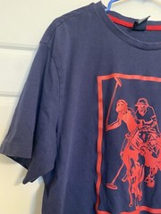 US POLO ASSN T-SHIRT Red Logo USPA-1890 Navy Blue size L Large Tee