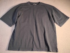 Uniqlo Airism Mens T-Shirt Striped School Work Casual Size S Charcoal