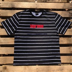 NEW Dumbgood x The Sopranos Men Sz L Black Shirt Striped Embroidered Tony Mafia
