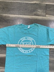 Vintage Lee Jeans CLASSIC LOGO T Shirt Turquoise Sz M Rare Single Stitch 80s