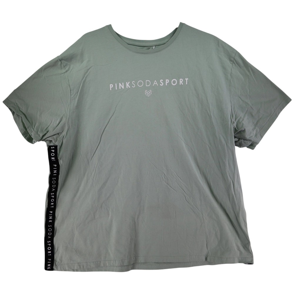 Pink Soda Sport Mens T-Shirt Green Short Sleeve Round Neck Polyamide