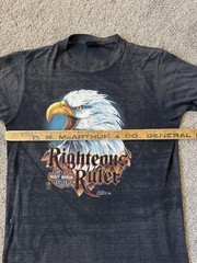 Vintage Harley Davidson 3D Emblem Shirt Large Righteous Ruler 1987 USA 50/50