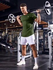 Mens Summer Short Sleeve T-Shirt Muscle Slim Fitted Henley Shirt Crewneck Lon…