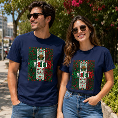 Mexico Flag Eagle Eagle Floral Culture T-Shirt Mens S- 3XL Black