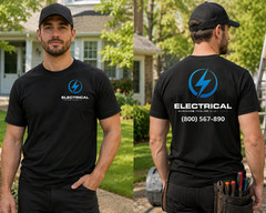 Mens Custom Electrician Work T Shirt Personalized Company Logo Trade Uniform Tee